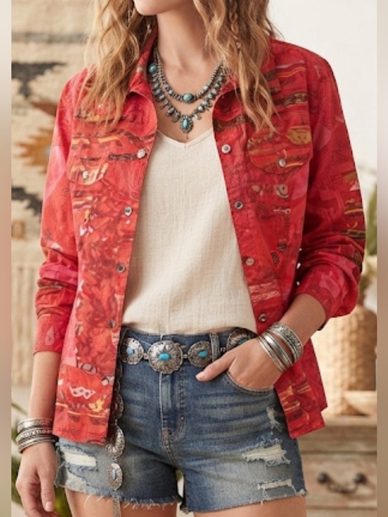 Chico's Tops - CHICO’S Vintage Raw Silk Embroidered Asian Art-to-Wear Jacket Size 3 (XL)